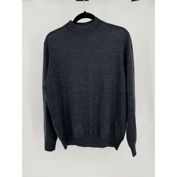 Alan Flusser Other - Alan Flusser Mens Merino‎ Wool Mock Neck Sweater Charcoal Gray Size M
